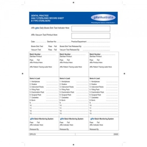 GKE Dental Practice Steriliser Log Book