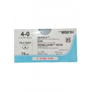 ETHICON Perma-Hand Suture Mersilk W501H 4-0 CFS-3 16mm 75cm (36) Silk Black