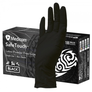 Medicom SafeTouch Ultimate BLACK Latex Medium (100) Powder Free Glove