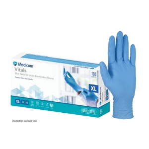 Medicom Vitals Small Nitrile Gloves (100) Blue Powder Free