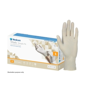 Medicom Vitals Small Latex Gloves (100) Powder Free