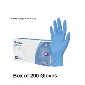 MEDICOM Safetouch Advanced Pure X-Small Nitrile Gloves (200) Blue Accelerator Free