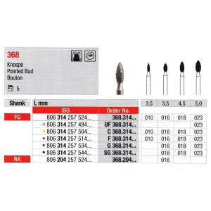 EDENTA Diamond Bur FG 368-023 (5) Medium Grit