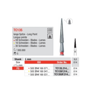 Edenta TC Finishing Bur FG 135-014 (6) Red Band
