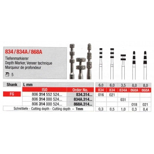 EDENTA DIAMOND BUR FG 834-021 (5)  Depth Marker