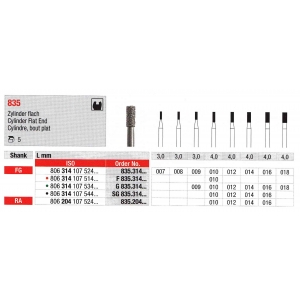 EDENTA DIAMOND BUR RA 835-010 (5) Medium Grit