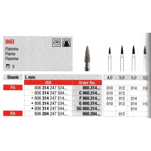 EDENTA DIAMOND BUR RA 860-012 (5) Medium Grit