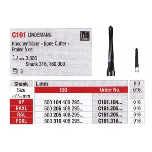 EDENTA TC Lindemann FGXL C161-316-016 Bur (3) Bone Cutter