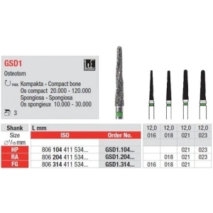 Edenta Osteotome Diamond Surgical FG Bur GSD1-021 (3) 
