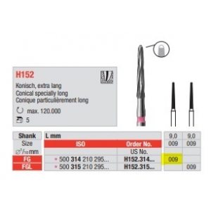 EDENTA TC ENDODONTIC BUR H152-009 (5) Conical X-Long