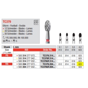 EDENTA TC FINISHING BUR RA TC379.204.023 (5) Red Band 12 Blade