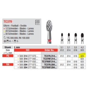 EDENTA TC FINISHING BUR FG TC379.314.023 (6) Red Band 12 Blade