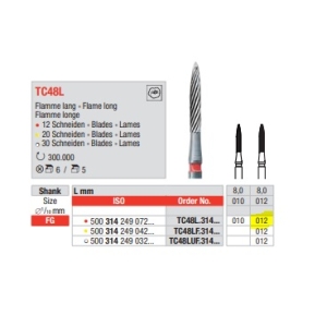 EDENTA TC FINISHING BUR FG TC48L.314.012 (5) Red Band