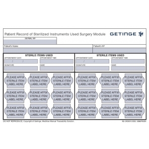 GETINGE MEDITRAX Patient Record Sheets (10 pads x 50 sheets)