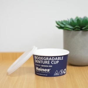 Biodegradable Denture Cup with Lid (100)