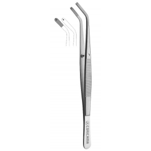 CORICAMA Tweezer Suture Curved Perforated 155mm