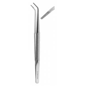 CORICAMA Tweezer Cooley Micro Curved Serrated Grooved 160MM
