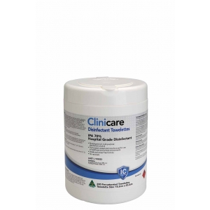 Clinicare Alcohol 70% Ipa Towelette Canister (220) 15.2x23.2cm
