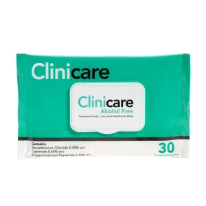 Clinicare Alcohol Free HG Disinfectant Towelette Flat Pack (200)
