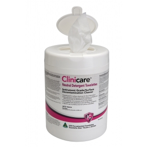 CLINICARE NEUTRAL DETERGENT Towelette Canister (220) 15.2x23.2cm