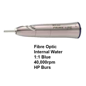 MK-DENT Prime Line Fibre-Optic Straight Handpiece 1:1 Internal Water Blue Band