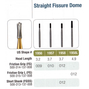 JET TC FG Bur #1958 (100) FXC Straight Fissure Dome 012