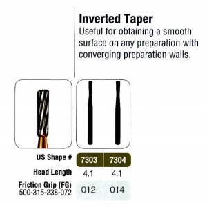 JET TC FG Bur #7304 (100) T&F Inverted Taper 014