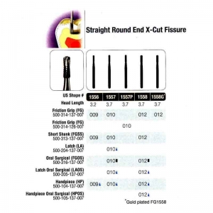 JET TC FG Oral Surgery Bur #1557 (5) Straight Fissure 010