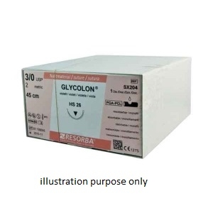 RESORBA Glycolon Suture 5-0 DS18 3/8C 18mm 45cm (24) Violet PB41421