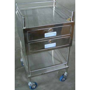 STAINLESS STEEL TROLLY 2 DRAWER
