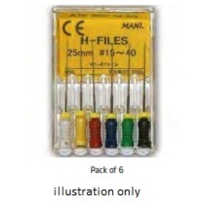 MANI H-FILE 21mm #45-80 Assorted (6)