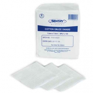 SENTRY Gauze Swab Woven 7.5x7.5cm 8ply (100)