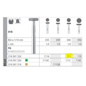 INTENSIV Diamond Bur FG 111 (6) 818-040 Standard Grit