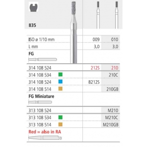 INTENSIV Diamond Bur FG 210 (6) 835-010 Standard Grit