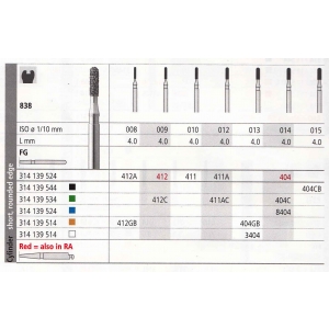 INTENSIV Diamond Bur FG 412 (6) 838-009 Standard Grit