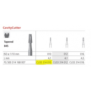 INTENSIV TC Cavity Cutter FG CU33314010 Tapered X-Cut (6) 845-010 