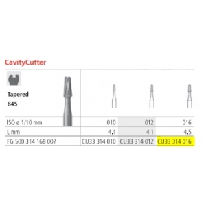 INTENSIV TC Cavity Cutter FG CU33314016 Tapered X-Cut (6) 845-016 