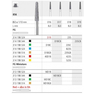 INTENSIV Diamond Bur FG D18 (6) 856-016 Standard Grit