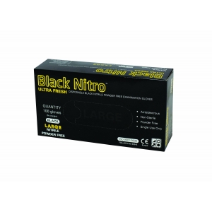 ULTRA-FRESH Nitro Medium Black Nitrile Glove (100) Powder Free